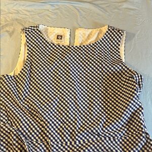 Anne Klein Navy and White Gingham Dress
